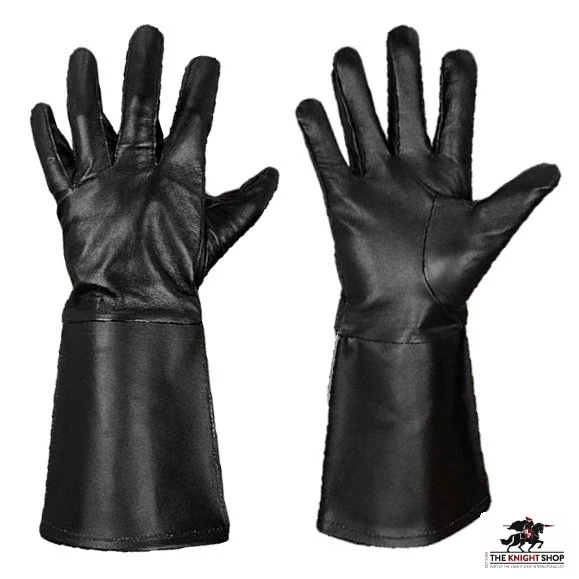 Leather Gauntlets/Gloves - Black 2 Leather Gauntlets/Gloves - Black - Image 2