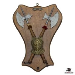 Miniature Halberds And Breastplate On Plaque