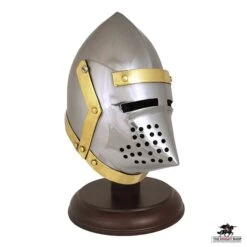 Miniature Pigface Bascinet On Stand