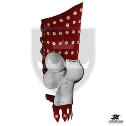 14th Century Reinforced Suede Cuisses - Red -Knight Equipment Store mh a0934rs 002