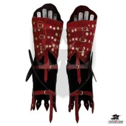 14th Century Reinforced Suede Cuisses - Red -Knight Equipment Store mh a0934rs 003