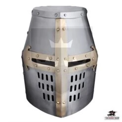 Crusader Great Helm - 16 Gauge - Brass