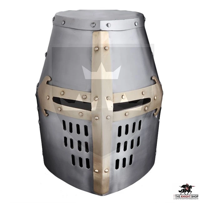 Crusader Great Helm - 16 Gauge - Brass 1 Crusader Great Helm - 16 Gauge - Brass