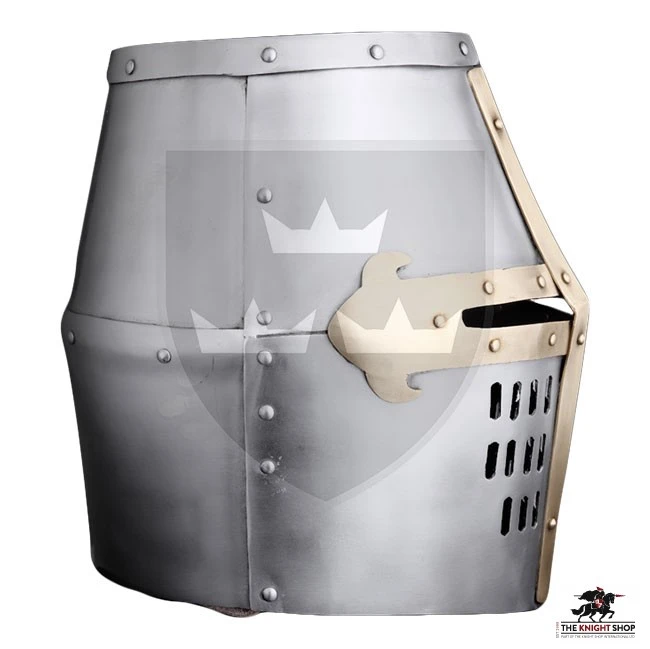 Crusader Great Helm - 16 Gauge - Brass 3 Crusader Great Helm - 16 Gauge - Brass - Image 3