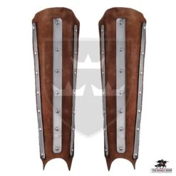 14th Century Reinforced Suede Greaves - Brown