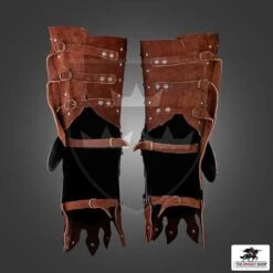 Brown 14th Century Reinforced Suede Cuisses - 17 Gauge -Knight Equipment Store mhr a0934s 003