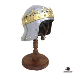 King Richard The Lionheart Helmet With Crown 5 King Richard The Lionheart Helmet With Crown -Knight Equipment Store with stand