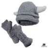 Kids Knitted Viking Hat And Gauntlet Set